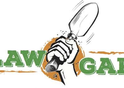 Outlaw garden logo with orange f29212